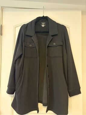 torrid Black Button-Front Utility Jacket with Chest Pockets
